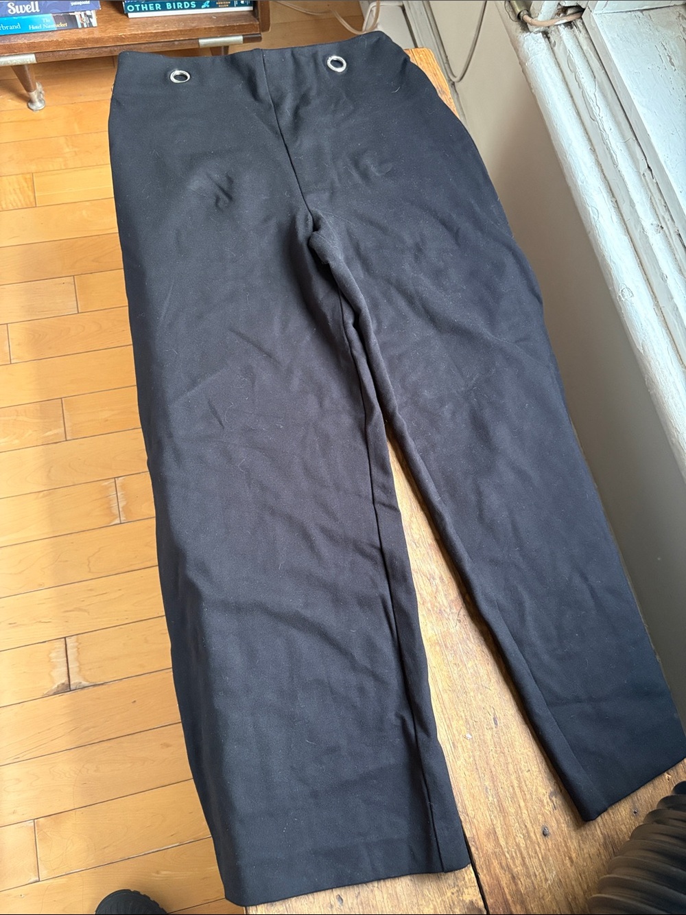 Nicole Miller Black Wide-Leg Eyelet Detail Pants